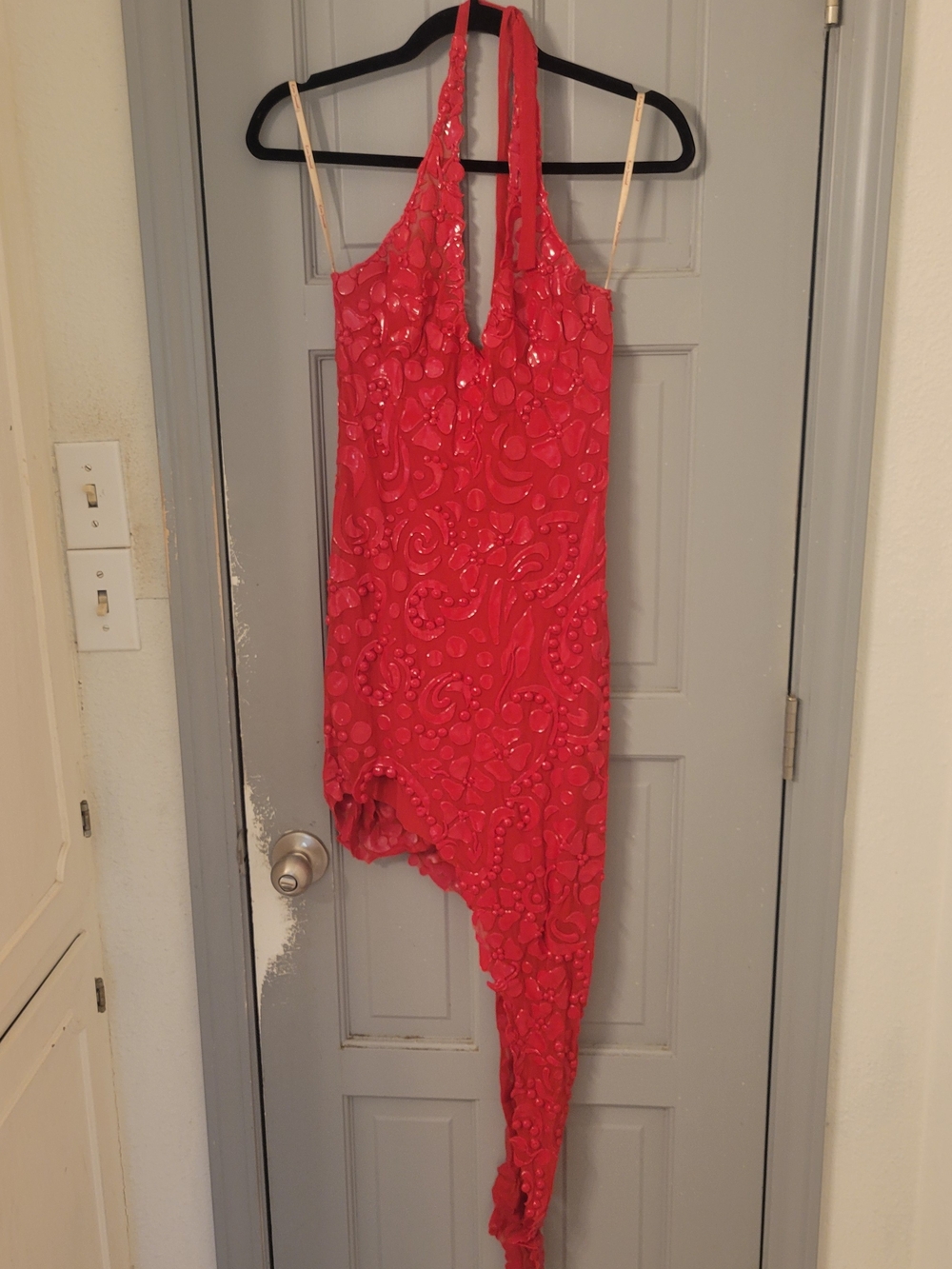 Red Halter Painted Party Dress